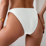 Swim Fondo de bikini de natacion en unicolor blanco de estilo sencillo para uso diario de mujer
