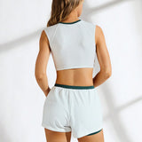 VARSITIE Conjunto de top y shorts basicos con soporte para pecho para deportes de verano al aire libre
