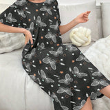 Vestido corto informal de manga corta para mujer con estampado de mariposas ideal para el verano