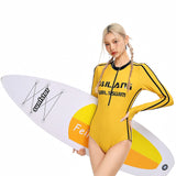 Nuevo traje de bano de una pieza para mujer de 2024, cubre vientre, proteccion solar, patron de letras, pecho pequeno, estilo genial, perfecto para hacer surf y vacaciones en la playa