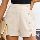 LUNE Shorts casuales de verano para mujer con cierre lateral, de linea A