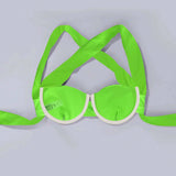 Swim Top de bikini sexy con cable y pliegues en verde fluorescente para mujeres