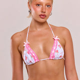 MUSERA Top de bikini con cinta y estampado floral