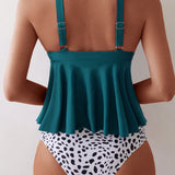 Swim Conjunto de 2 piezas para traje de bano femenino de uso diario con unicolor