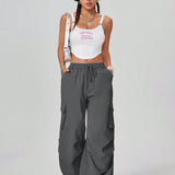 Coolane Pantalones cargo de estilo callejero para mujer americana, pantalones rectos de pierna ancha y delgada para el verano