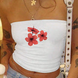 EZwear Top sexy sin tirantes con diseno de hibisco para vacaciones en la playa