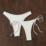 Swim Conjunto de bikini blanco de 2 piezas con Bottom de tanga con nudos laterales