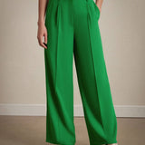 BIZwear Pantalones casuales verdes y holgados para mujer con estilo sencillo