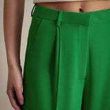 BIZwear Pantalones casuales verdes y holgados para mujer con estilo sencillo