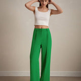 BIZwear Pantalones casuales verdes y holgados para mujer con estilo sencillo