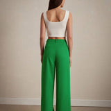 BIZwear Pantalones casuales verdes y holgados para mujer con estilo sencillo