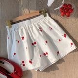 EZwear Shorts casuales de verano con estampado de frutas para mujer con tela adhesiva