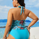 Swim Curve Tankini de mujer de talla grande con estampado simple para uso diario