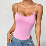 EZwear Body ajustado de punto rosa con tirantes de espagueti