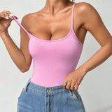 EZwear Body ajustado de punto rosa con tirantes de espagueti