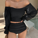 DAZY Conjunto de bikini negro para mujer - Top de chaleco sin mangas sexy y traje de bano para vacaciones en la playa