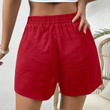 VCAY Shorts solidos de cintura con nudo para playa de verano