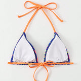 Swim SXY Top de bikini de playa de verano para mujer tenido con nudo, traje de bano con estampado aleatorio