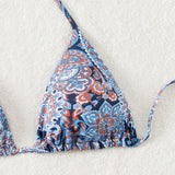 Top de bikini Halter estampado de paisley para mujer en la playa de verano