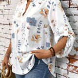 Camisa simple diaria para mujeres de as grandes con estampado aleatorio