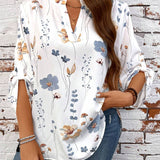 Camisa simple diaria para mujeres de as grandes con estampado aleatorio