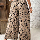 Frenchy Pantalones largos diarios de mujer con dobladillo dividido y estampado aleatorio simple