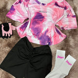 Sport Easify Conjunto de ropa deportiva de estilo casual con estampado de tie-dye