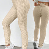 Frenchy Pantalones de yoga con textura ajustados, adelgazantes