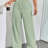 EZwear Pantalones anchos de pierna con cintura con cordon