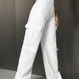 Tall Jeans casuales de pierna ancha y suelta para mujeres con multiples bolsillos para ropa de trabajo, versatiles