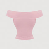 MOD Top corto de un solo hombro con detalle de nudo en color rosa