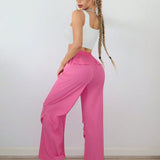 SXY Enterizo holgado rosa para mujeres, pantalones para damas