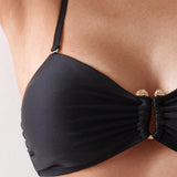 Swim Bikini sexy solido con pliegues para mujer de verano en la playa