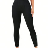 Pantalones de yoga de cintura con patron de letras de KOVSEE, leggings de entrenamiento de fitness de alta elasticidad para correr, ropa de deporte para mujer