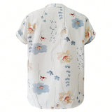 SHEIN LUNE Camisa de verano casual con estampado floral, cuello V con muesca