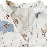 Camisa de verano casual con estampado floral, cuello V con muesca