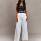 MISSGUIDED Pantalones anchos de pierna con pliegues y cinturon