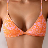 Conjunto de bikini sexy para mujer con estampado de flores para playa de verano, impresion aleatoria