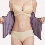 Faja modeladora de Body de cintura alta, soporte trasero transpirable con malla de latex hueca color morado noble para mujer
