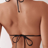 Dazy-Less Bikini sexy con encaje y diseno de parches en la parte posterior del cuello para atar para playa de verano