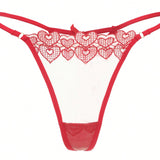 Ropa interior de tanga de encaje rojo para mujer sexy