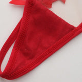 Ropa interior de tanga de encaje rojo para mujer sexy