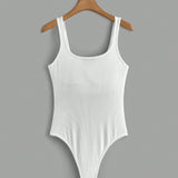 EZwear Body de mujer casual simple de unicolor con relleno en el pecho, verano