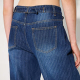 WESTFADE Jeans de pierna recta de verano no elasticos de pinstripe Premium