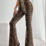 Essnce Pantalones acampanados de estampado de leopardo ajustados y casuales para mujer de  Essnce