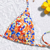 Swim Bikini sexy de ditsy floral con corbata en el cuello estilo halter para mujer de verano en la playa