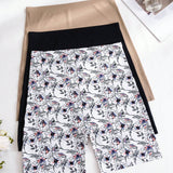 Conjunto de 3 piezas de calzoncillo boxer sin costuras con estampado, serie de ocio