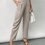 Prive Pantalones de talle alto y pierna recta con elegancia cotidiana y moda simple para mujer con rayas