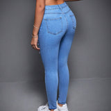 EZwear Jeans estrechos para mujer, casuales y versatiles, desgastados y con bolsillos