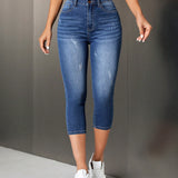 Tall Jeans ajustados casuales para mujer con siete puntos y bolsillos, perfectos para uso diario